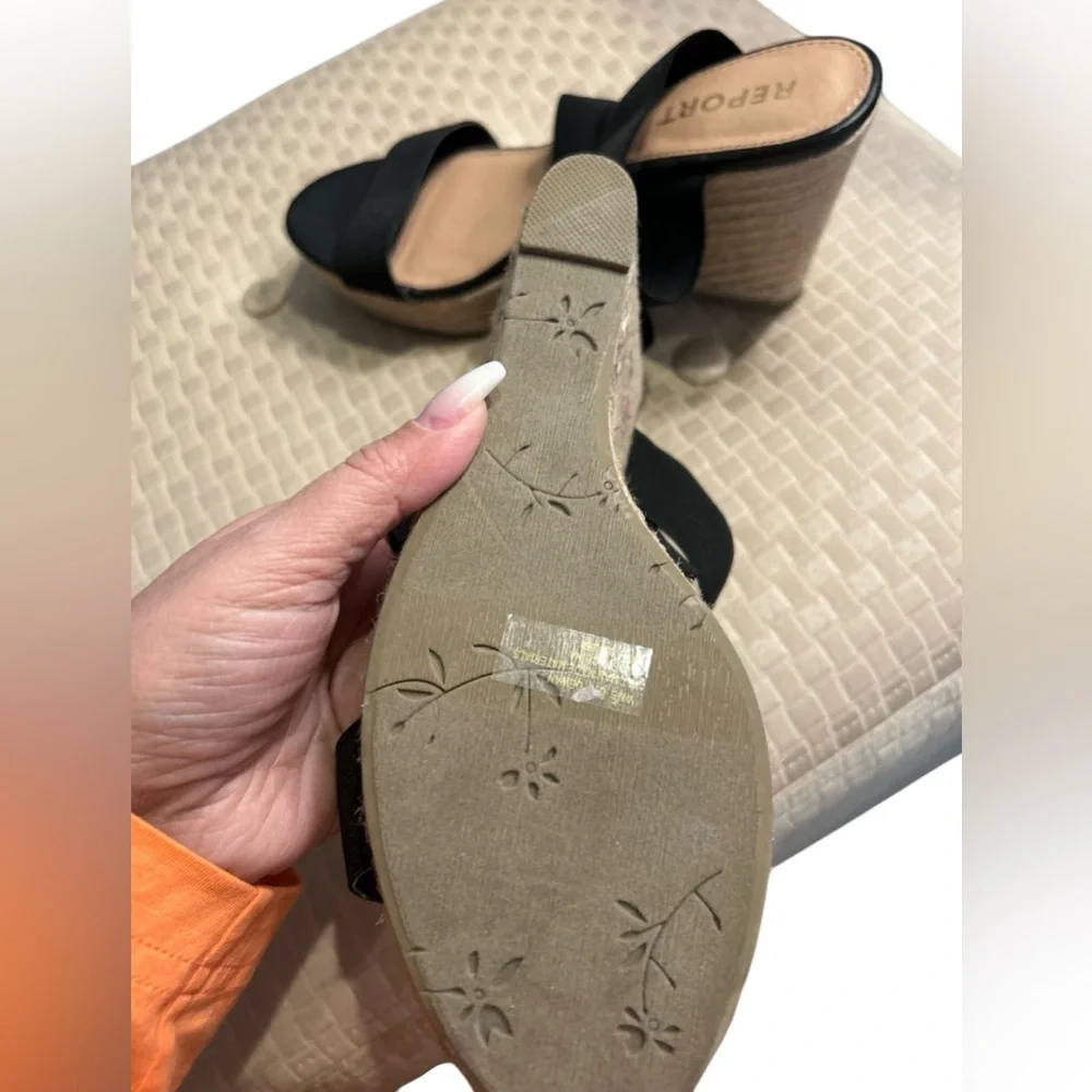 Report Black Espadrilles Wedge Sandals